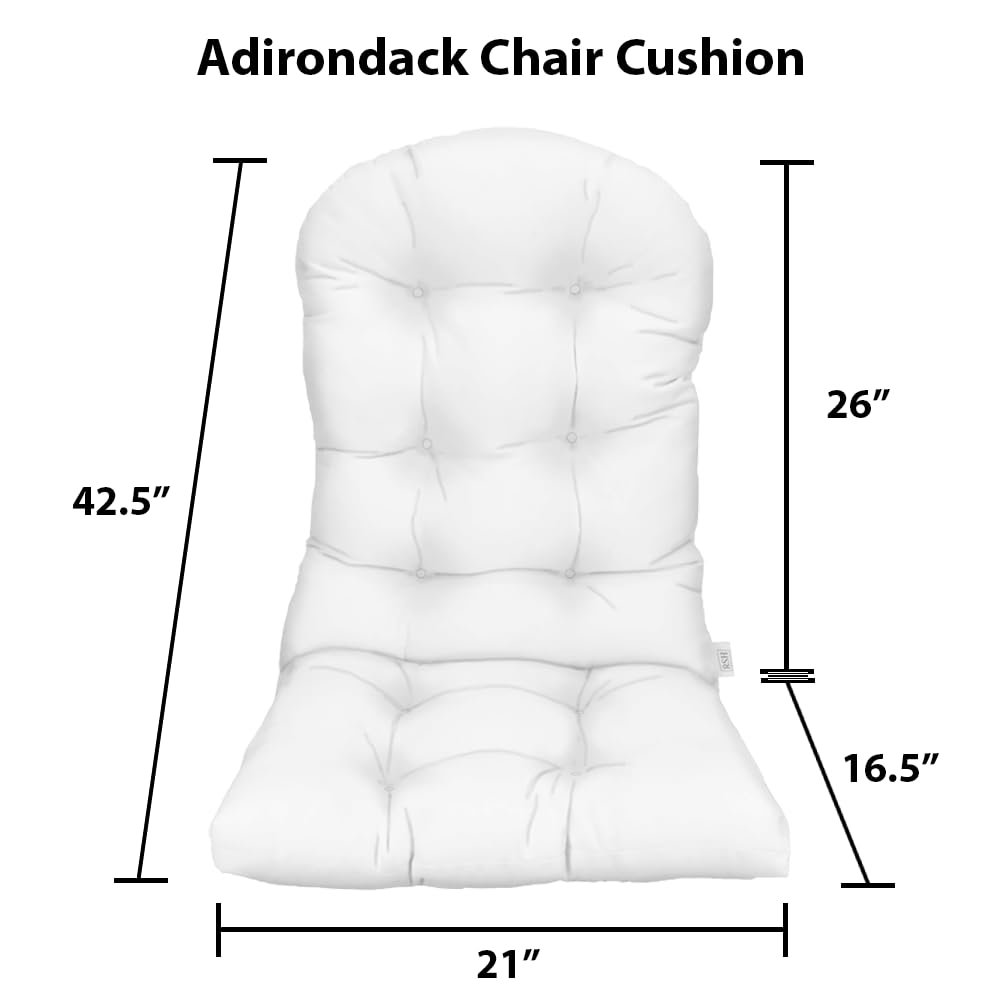 RSH Decor: Tufted Adirondack Chair Cushion | 42.5” x 21” | All-Weather Spun Fabric | Water and Fade-Resistant | Outdoor Cushion for Patio Furniture | Blooms Matte Black