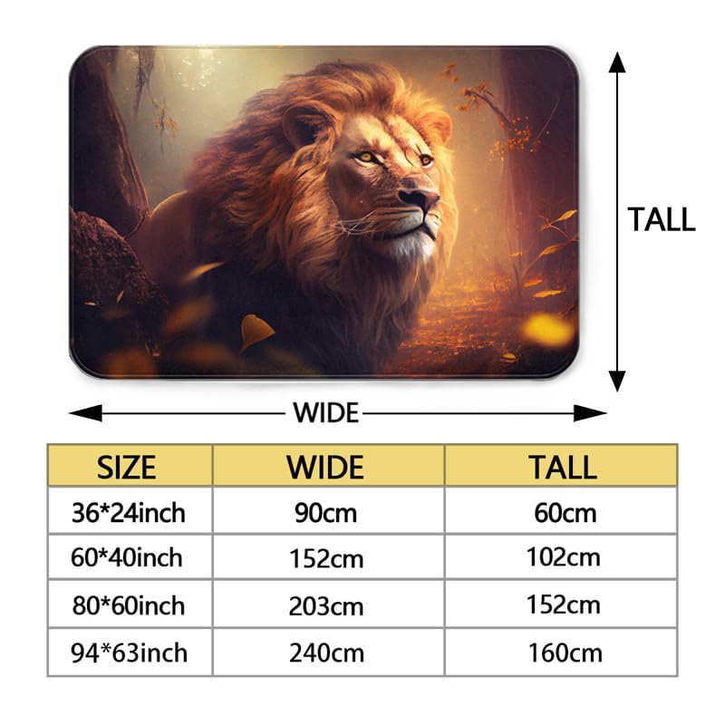 Lion Rug Black and Gold Lion Animal Theme Lion Carpet for Room or Living Room 36x24 inches