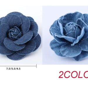 YXQ 6Pcs Fabric Flower 3 Sizes Denim Flowers Decoration DIY Crafts