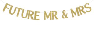 gold glitter future mr & mrs banner, bride to be decoration,wedding engagement/bridal shower/bachelorette party decorations