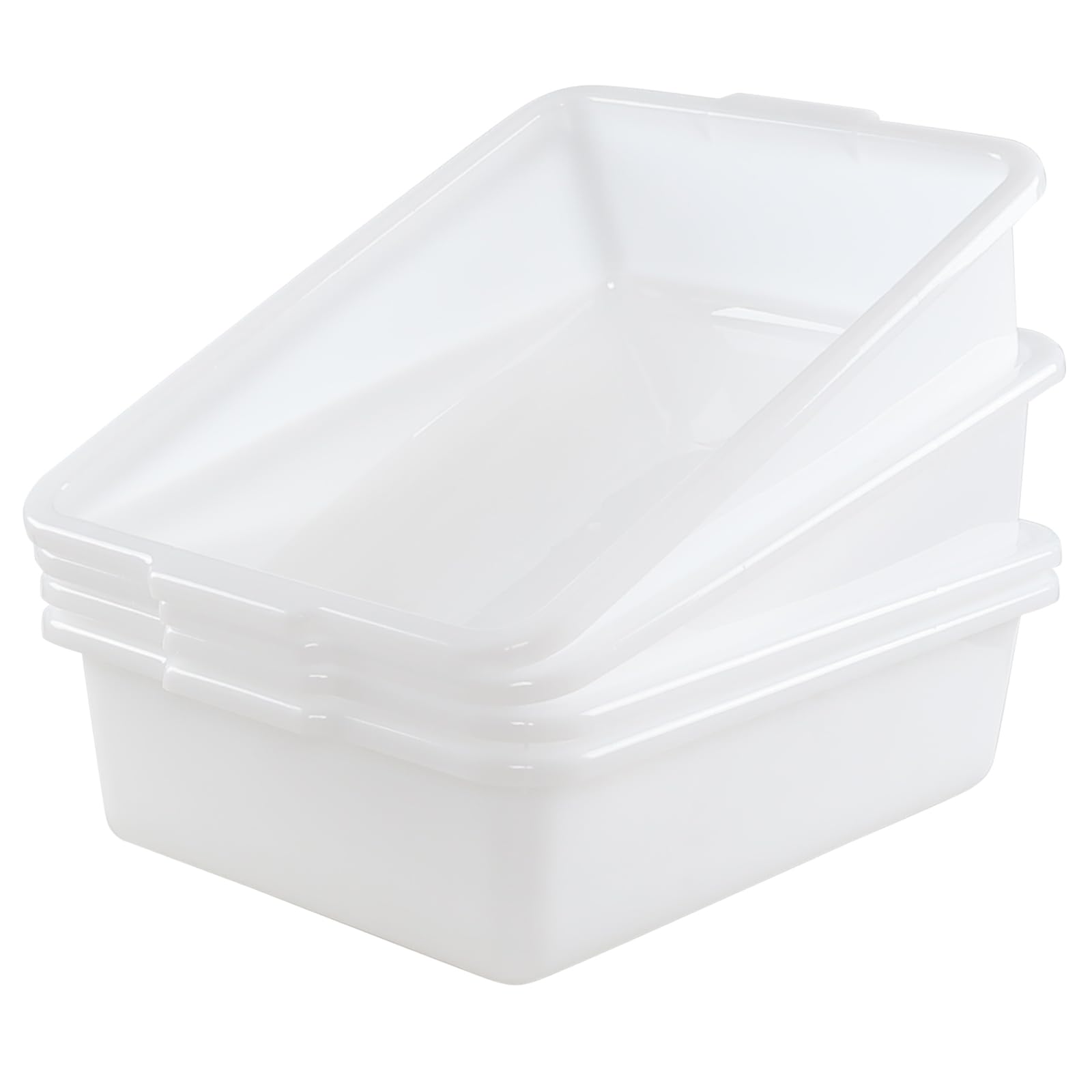 Waikhomes 4-Pack 25 L Commercial Bus Tubs Box/Tote Box, White Plastic Storage Bin