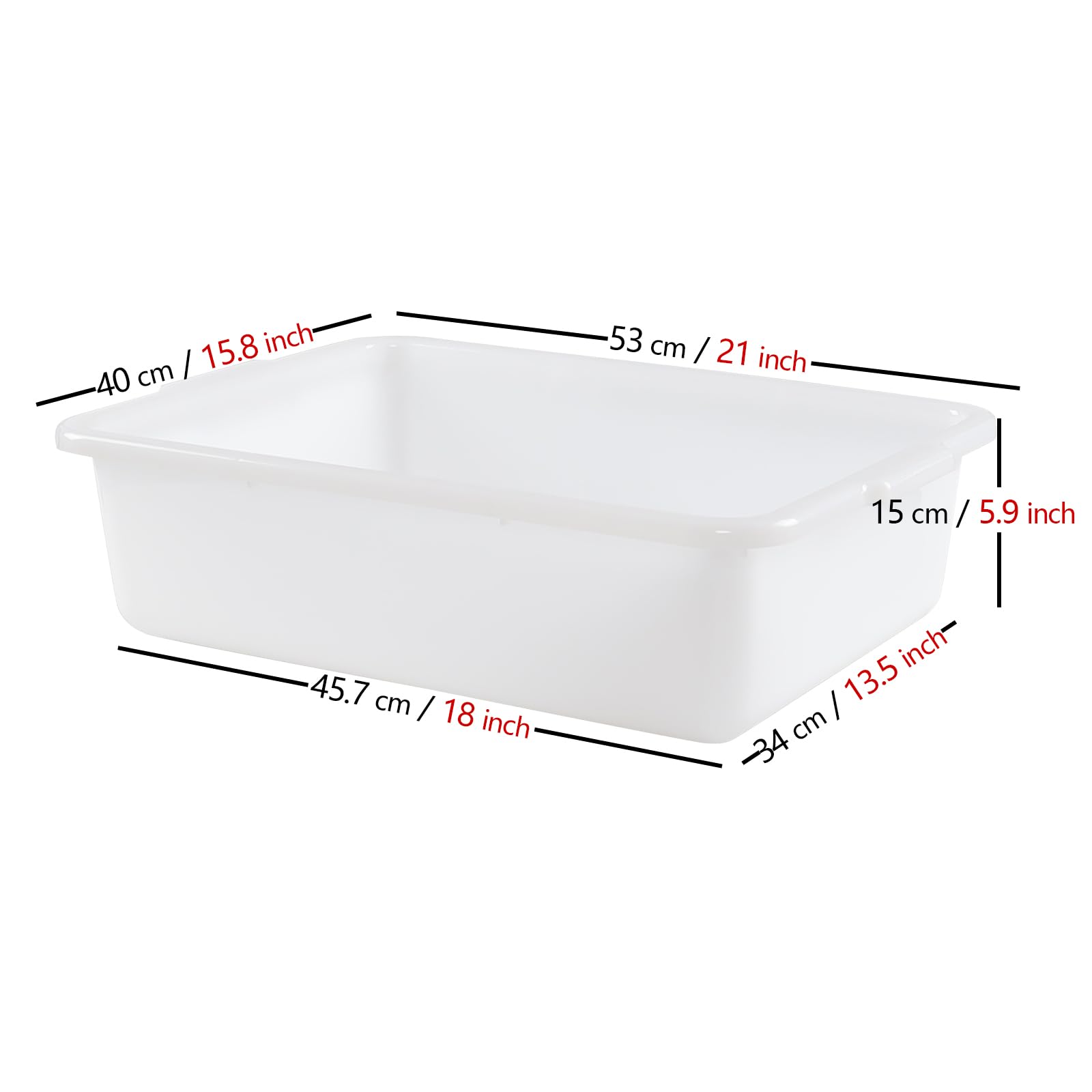 Waikhomes 4-Pack 25 L Commercial Bus Tubs Box/Tote Box, White Plastic Storage Bin