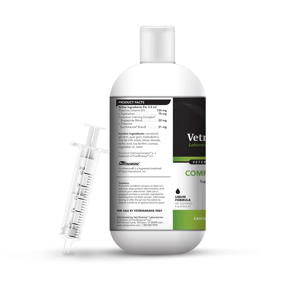 VetriScience Composure Pro - Liquid Calming Supplement for Dogs & Cats - Relaxation Support Formula for Pets - Soothing Aid for Tranquility & Brain Function Support - 8 oz