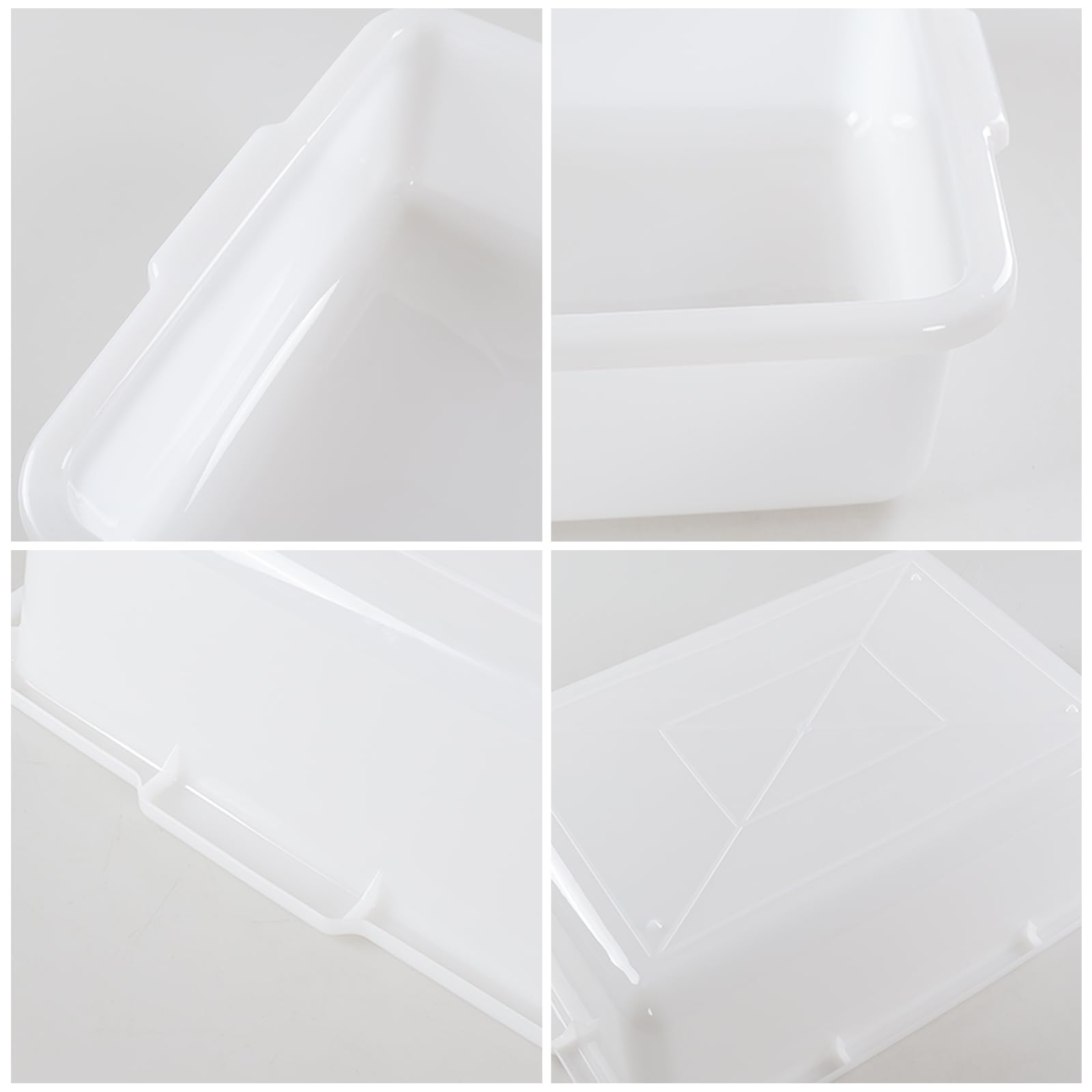 Waikhomes 4-Pack 25 L Commercial Bus Tubs Box/Tote Box, White Plastic Storage Bin