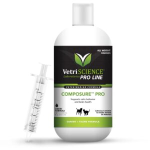 VetriScience Composure Pro - Liquid Calming Supplement for Dogs & Cats - Relaxation Support Formula for Pets - Soothing Aid for Tranquility & Brain Function Support - 8 oz