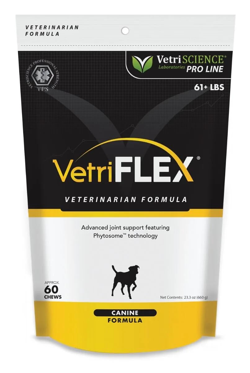 VetriScience VetriFlex Large Canine Formula - Joint Supplement for Large Dogs - Agility & Flexibility Aid for Dogs - Formula Supports Comfortable Movement - Chewable Joint Relief Support - 60 Chews