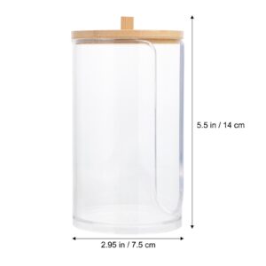 ULTECHNOVO Bathroom Cup Dispenser, Clear Acrylic Canister Cotton Round Pad Holder Makeup Organizer with Lid for Vanity Countertops