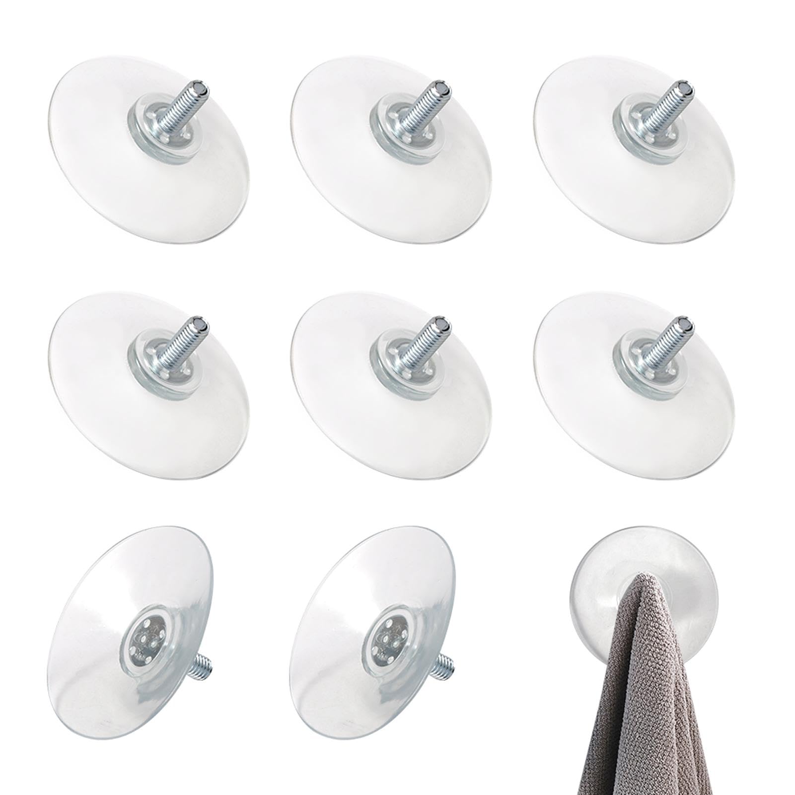 LVOERTUIG Suction Cup,8PCS Glass Suction Pads,Screw Suction Cup,Non-Slip Shower Caddy Connectors Suction Cups,Durable Strong Adhesive Suction Holder for Kitchen Bathroom Window Glass Door(Clear)