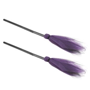 sewroro 2pcs halloween witch broom plastic broom witch broomstick halloween animated moving witches broom cosplay accessory (random color)