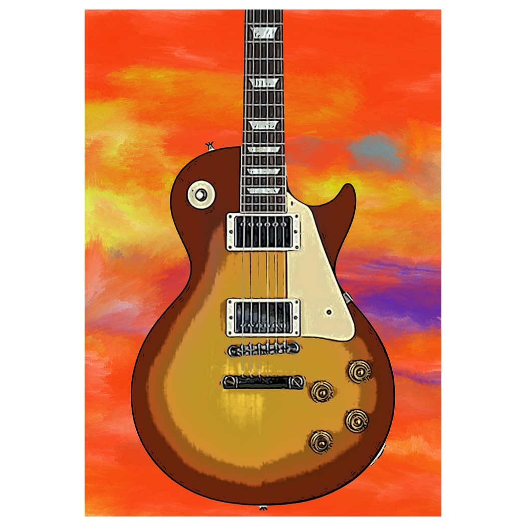 Will Davis Studios Les Paul Style Guitar Digital Painting Fine Art Birthday Greeting Card Inside Reads: (Happy Birthday!)