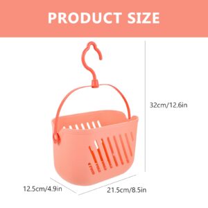 Cabilock Plastic Storage Shower Basket,Bathroom Hand Basket Wall Storage Bin Basket Organizer Bins Portable Shower Basket with Hook for Bathroom, Cosmetics, Shampoo(pink)