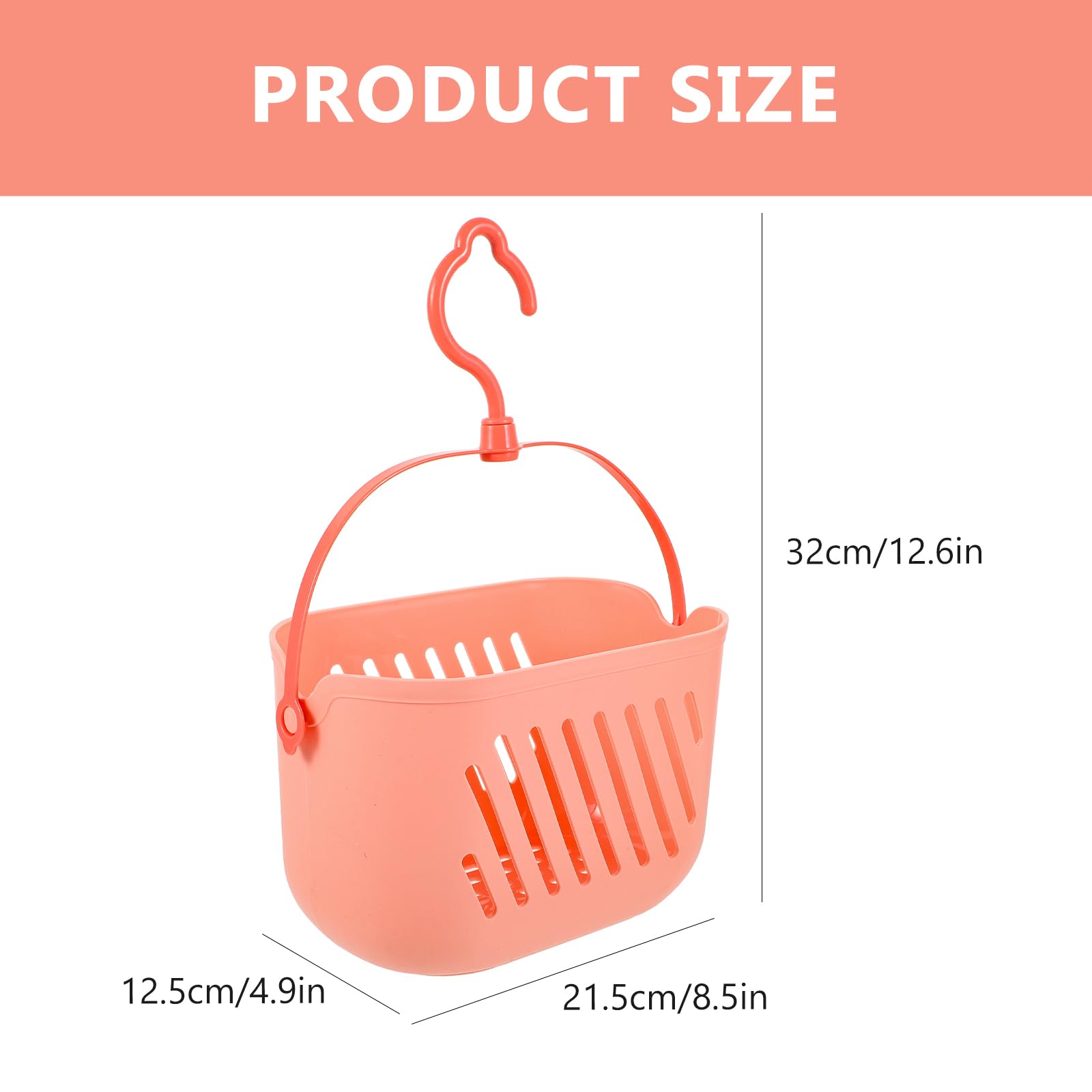 Cabilock Plastic Storage Shower Basket,Bathroom Hand Basket Wall Storage Bin Basket Organizer Bins Portable Shower Basket with Hook for Bathroom, Cosmetics, Shampoo(pink)