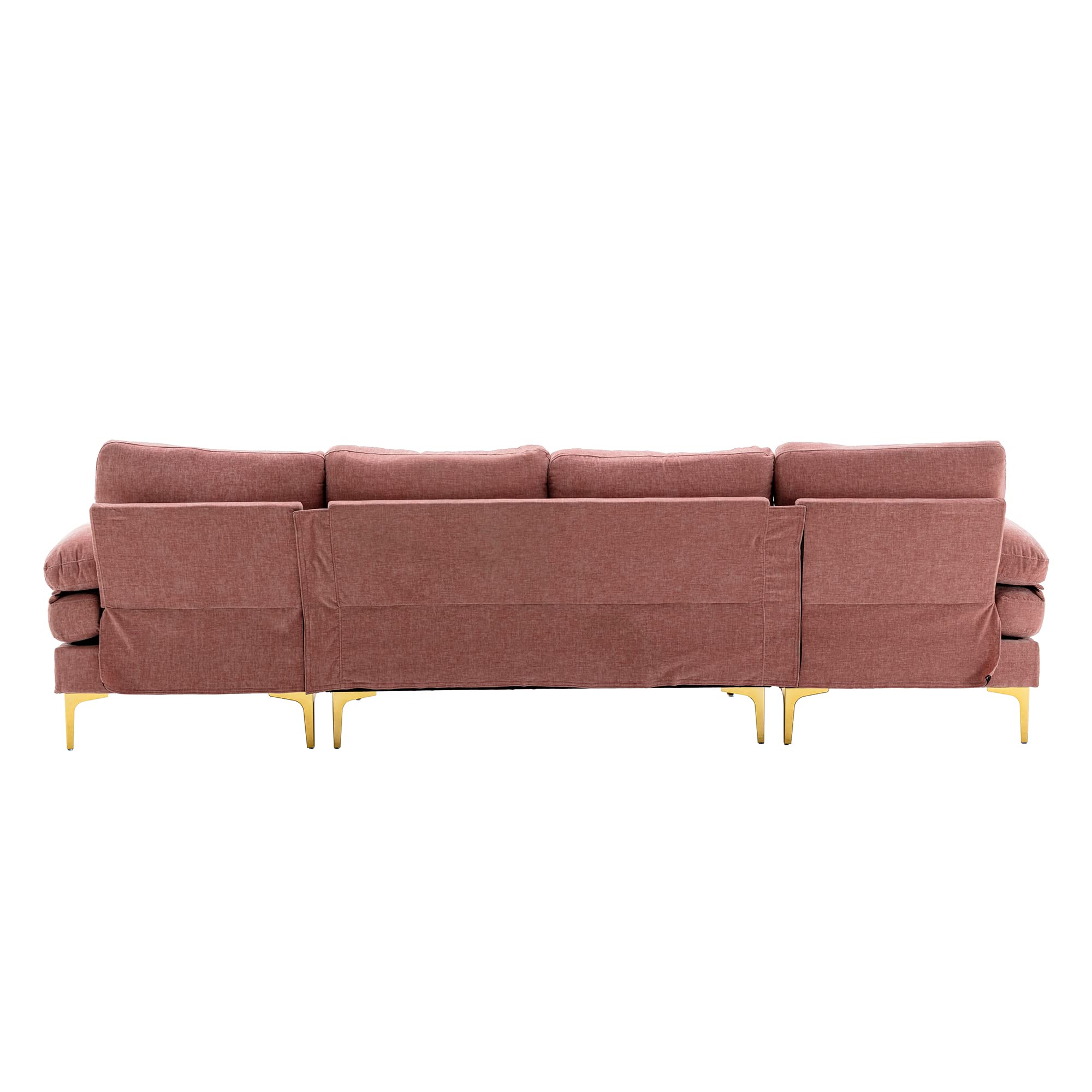 U-Shaped Sectional Sofa Comfy Couch for Living Room Set, 110 inches Wide Modern Large 4-Seat Couch Convertible Soft Velvet Couch Set with Double Chaise Lounge (Pink, Chenille Fabric)