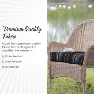 RSH DECOR: 3-Piece Wicker Tufted Cushion Set | 44” x 22" & 22" x 22" | All-Weather Spun Fabric | Water-Resistant | Outdoor Loveseat & U-Shape Cushions for Patio Furniture | Blooms Matte Black Floral