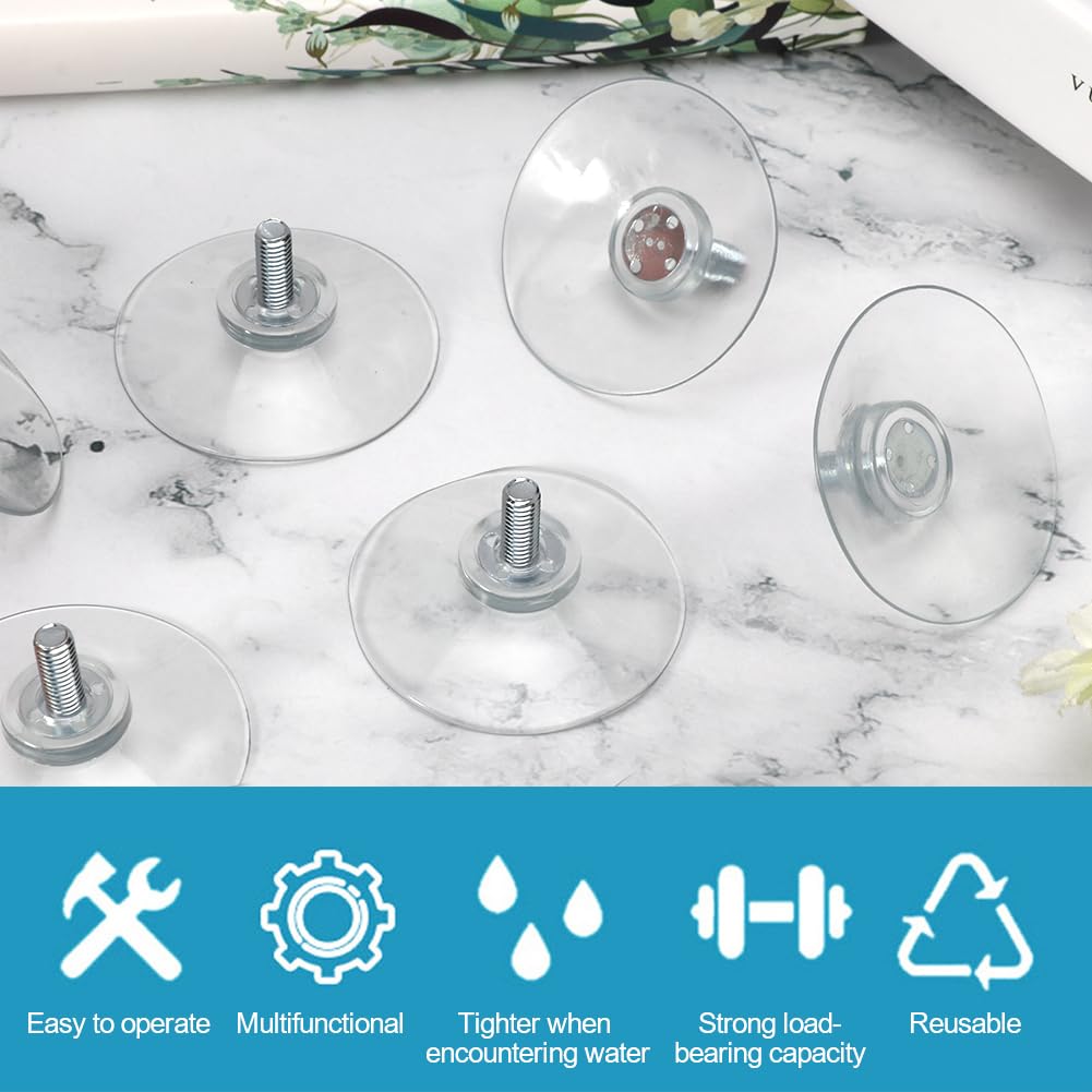 LVOERTUIG Suction Cup,8PCS Glass Suction Pads,Screw Suction Cup,Non-Slip Shower Caddy Connectors Suction Cups,Durable Strong Adhesive Suction Holder for Kitchen Bathroom Window Glass Door(Clear)