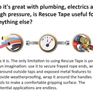 Rescue Tape, Self-Fusing Silicone Tape, Emergency Plumbing Pipe & Radiator Hose Repair, Electrical Insulation, 1" Width x 36' Length x 0.02" Thick, Black