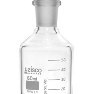 EISCO Reagent Bottle, 60mL - Graduated - Narrow Mouth with Solid Glass Stopper - Borosilicate Glass