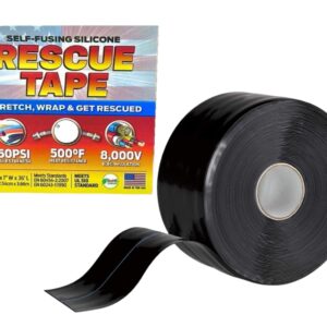 Rescue Tape, Self-Fusing Silicone Tape, Emergency Plumbing Pipe & Radiator Hose Repair, Electrical Insulation, 1" Width x 36' Length x 0.02" Thick, Black