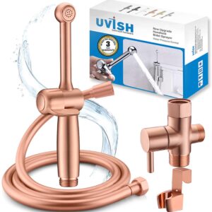 bidet sprayer for toilet,handheld bidet toilet water sprayer,cloth diaper bathroom bidet attachment sprayer set with jet spray adjustable rose gold solid brass for personal hygiene