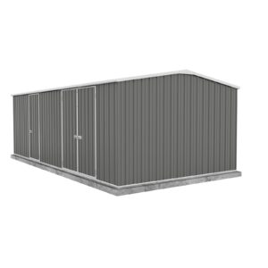 absco workshop 20 ft. x 10 ft. metal storage shed diy galvanized steel sheds for lawn mower, equipment, workbench, tools, garden in the yard, garden, patio, outdoor storage (woodland gray)