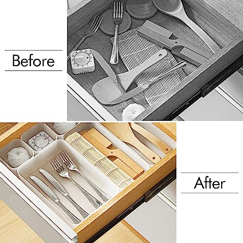 Poeland 15 Pcs Drawer Organizer Tray Storage Box for Bedroom Dresser Bathroom Kitchen, Frosted