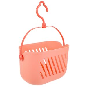 cabilock plastic storage shower basket,bathroom hand basket wall storage bin basket organizer bins portable shower basket with hook for bathroom, cosmetics, shampoo(pink)