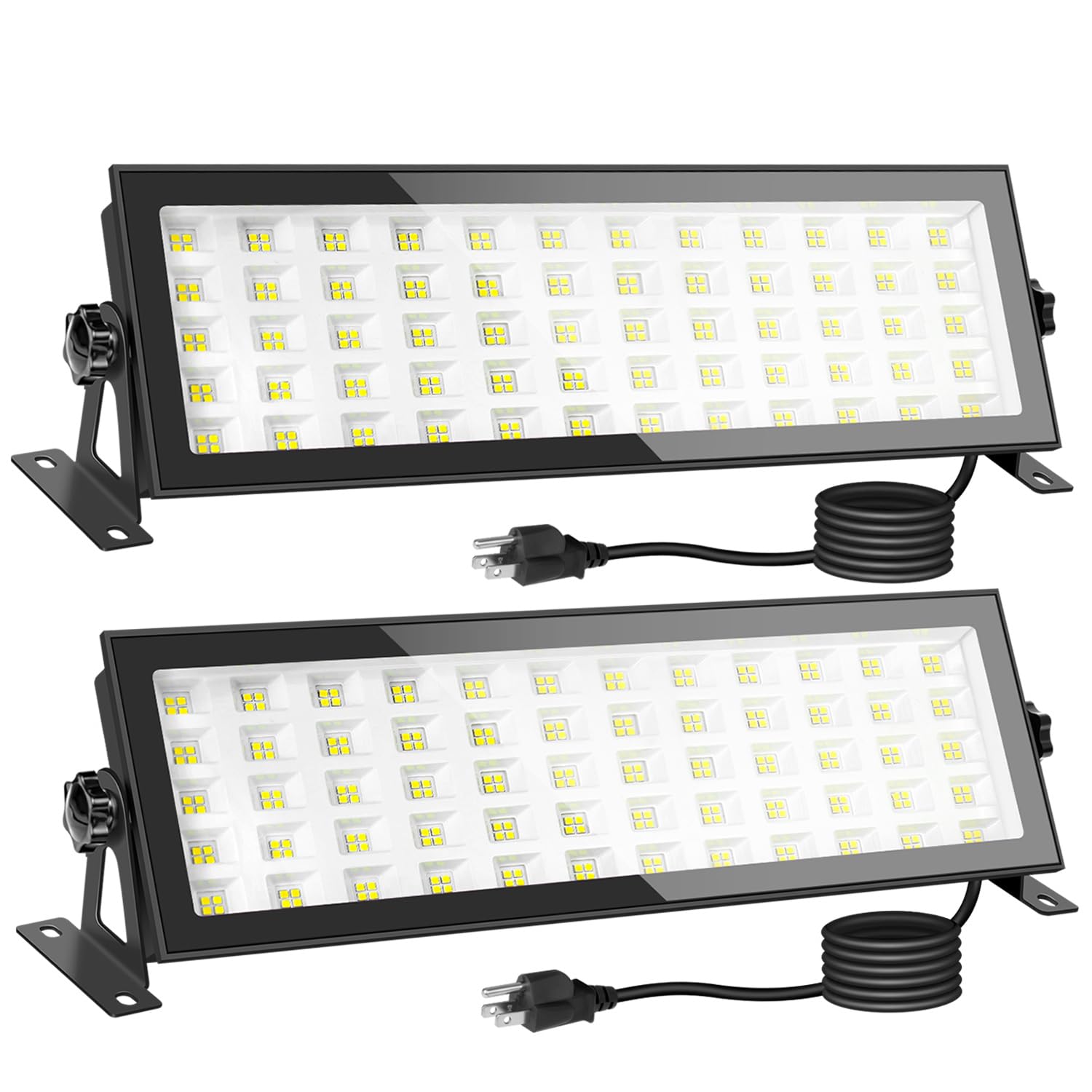 2 Pack 120W LED Shop Lights, 1000W Equiv 16000lm Super Bright LED Garage Light, IP66 Waterproof Outdoor Flood Light with Plug, 5000K Daylight White LED High Bay Light for Workshop Yard Garage Factory