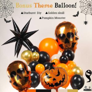 Halloween balloon garland kit116 pieces Fall orange black gold sand white and skull pumpkin monster star mylar foil balloons for spooky Boo fall party decoration