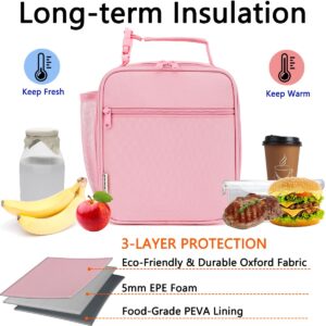 GYEUKHAM Lunch Box for Kids Boys Girls Men Women, Insulated Small Soft Cooler Lunch Bag Kit for School Work Picnic Travel - Reusable Portable lunchbox, Pink