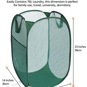 2 Pack Laundry Hamper Baskets, Collapsible Laundry Baskets Durable Tear-resistant with Side Pocket Reinforced Carry Handles green