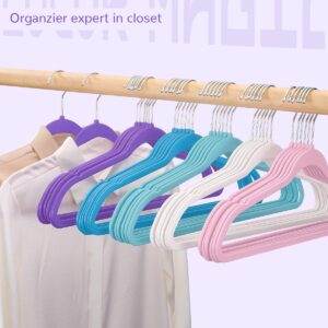 HOUSE DAY 60 Pack Plastic Hangers, Purple Hangers Extra Wide with 360°Swivel Hook, Space Saving Hangers for Bedroom Closet, Shirts, Pants, Heavy Duty Hangers Enough for Coat, Suit