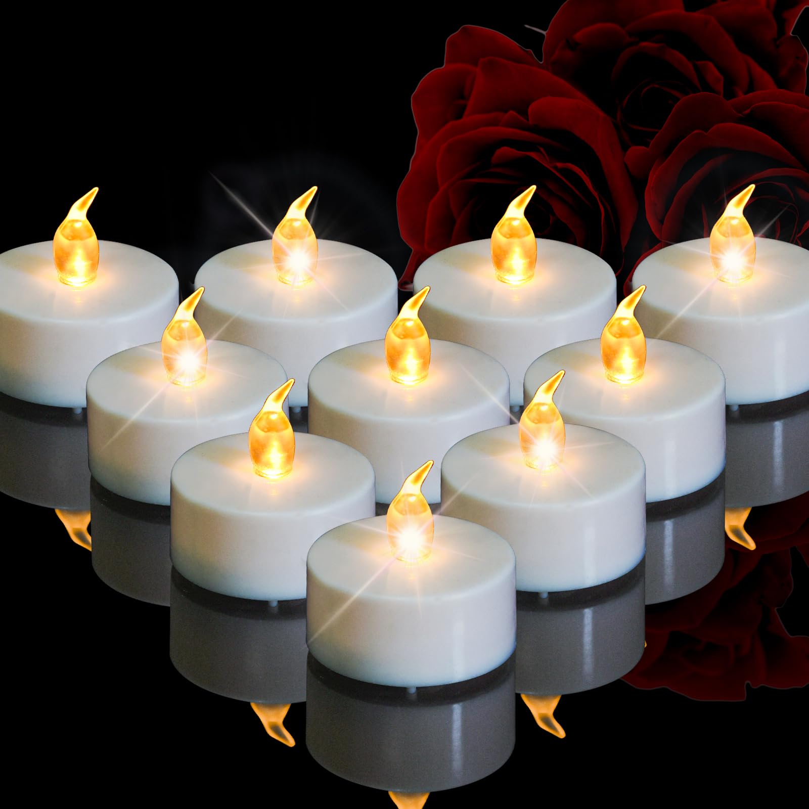 5/12/24/50/100/200/400 Pack Battery Tea Lights LED - Realistic and Bright Flickering Holiday Gift Operated Flameless for Seasonal & Festival Celebration Warm Yellow Lamp Battery Powered（5 Pack ）