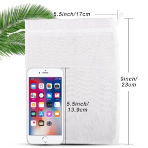 ANZNKU 50 Pack White Organza Bags 6x9 inches, Organza Gift Bags Mesh Drawstring Bags, Mesh Bags for Gifts Premium Sheer Organza Bags, Wedding Party Christmas Halloween Favor Bags