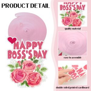 Harloon 39 Pcs Happy Boss's Day Hanging Decorations Include 3 No DIY Boss Day Banner 24 Lady Cutouts with 12 Hanging Swirls Pink Boss's Day Decor for Female Boss Best Boss Ever Party Decorations