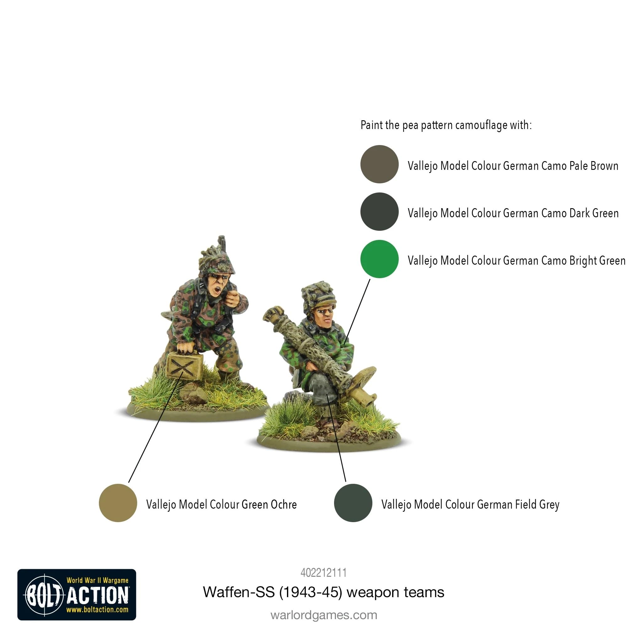 Warlord Games Bolt Action WWII Waffen SS 1943-45 Weapons Teams Figures 1:56 Military Table Top Wargaming Plastic Model Kit 402212111