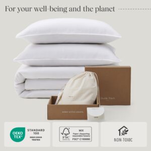 Double Stitch by Bedsure Cotton Tencel Duvet Cover Set - Luxe King Duvet Cover Soft, Textured Bedding Set Eucalyptus Lyocell, Perfect for House Warming Gift, 1 Duvet Cover, 2 Shams, Bright White