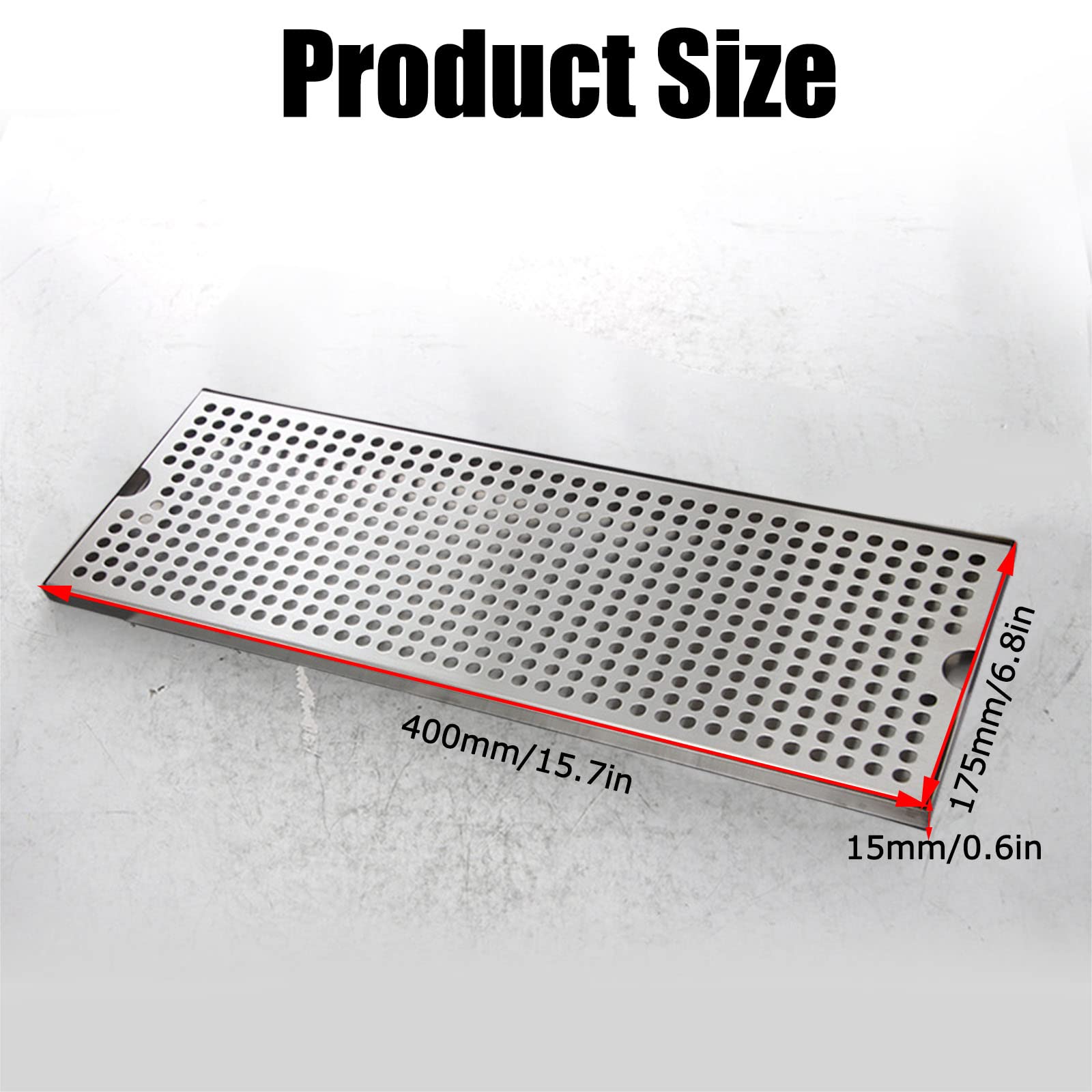 WRJAHCG Drip Tray Stainless Steel,Kegerator Beer Drip Trays,20" Length 7" Width Rectangular Stainless Steel Beer Surface Mount Drip Tray,No Drain,for Home Bar Mini Fridge Without Drain,40CM