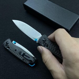 HUAAO Mini Bugout Knife, Axis Lock Knife with 8Cr18MoV Blade,Carbon Fiber Handle, EDC Folding Pocket Knife with Belt Clip for Camping