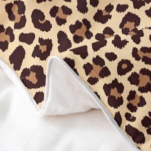 jejeloiu Leopard Print Duvet Cover 100% Cotton Queen Size Kids Cheetah Comforter Cover Set Safari Animal Bedding Cotton Duvet Cover Set Brown Black Bedspread Cover