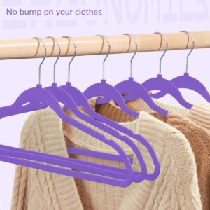 HOUSE DAY 60 Pack Plastic Hangers, Purple Hangers Extra Wide with 360°Swivel Hook, Space Saving Hangers for Bedroom Closet, Shirts, Pants, Heavy Duty Hangers Enough for Coat, Suit