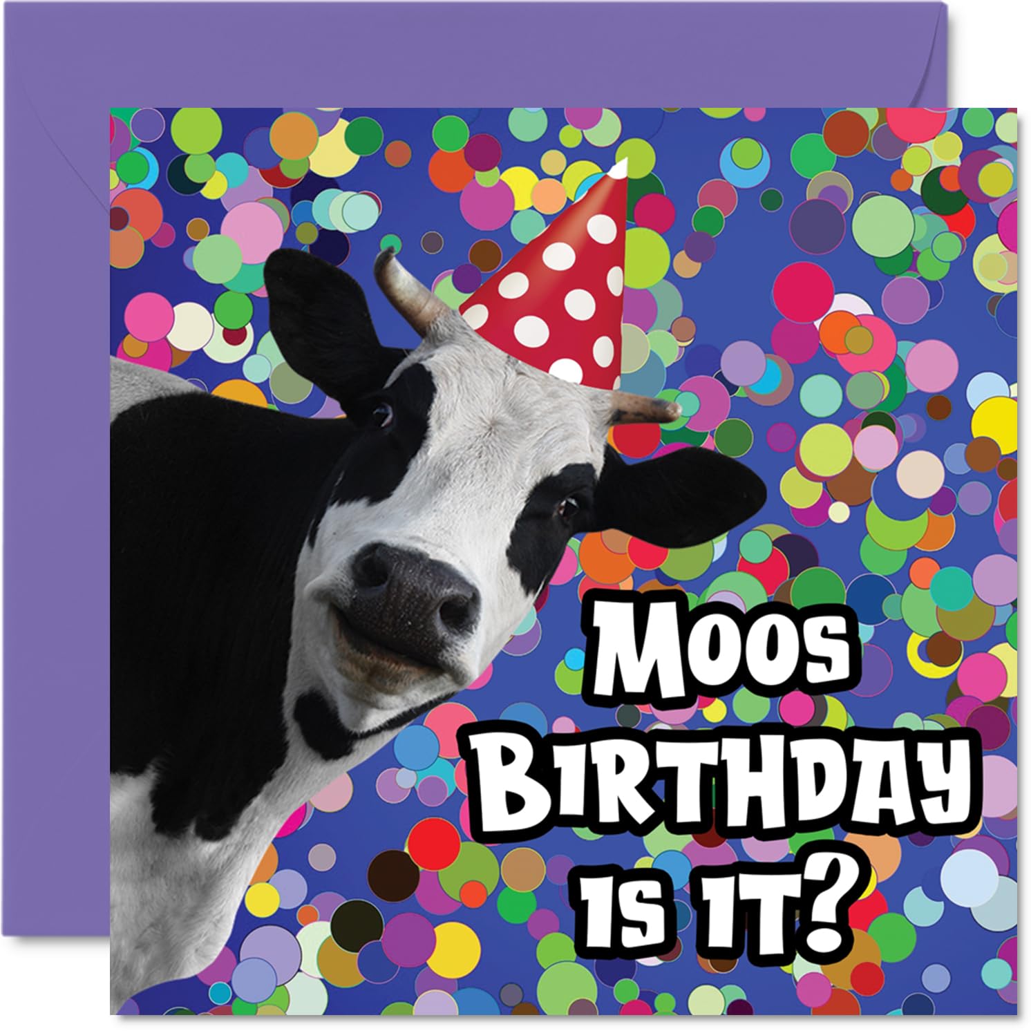 Funny Birthday Cards for Women Men - Moo - Happy Birthday Card for Mom Dad Papa Pops Brother Sister Son Daughter Grandma Grandpa Friend, 5.7 x 5.7 Inch Joke Silly Bday Greeting Cards