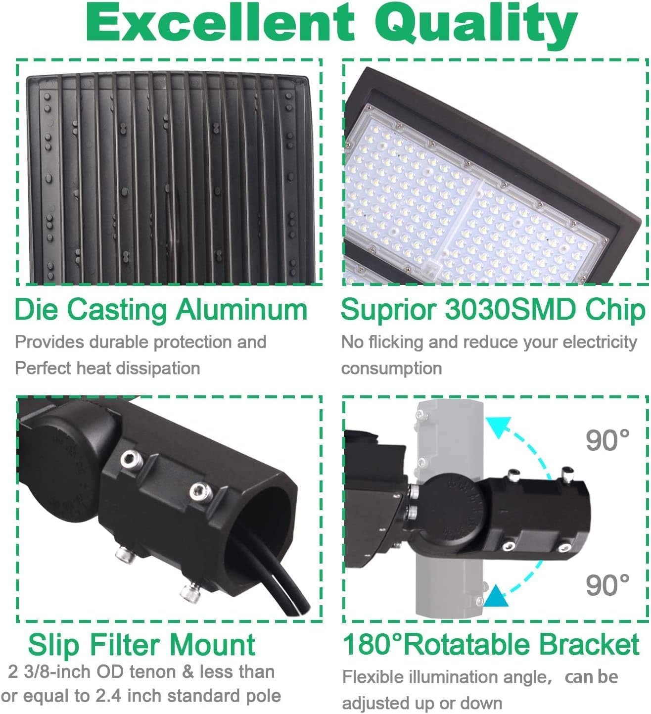 LED Shoebox Light Mounting Bracket Slip Fitter Accessory for LED Shoebox Parking Lot Light, Street Light, Commercial Area Road Lighting (Slip Filter Bracket)