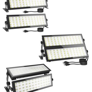 2 Pack 120W LED Shop Lights, 1000W Equiv 16000lm Super Bright LED Garage Light, IP66 Waterproof Outdoor Flood Light with Plug, 5000K Daylight White LED High Bay Light for Workshop Yard Garage Factory