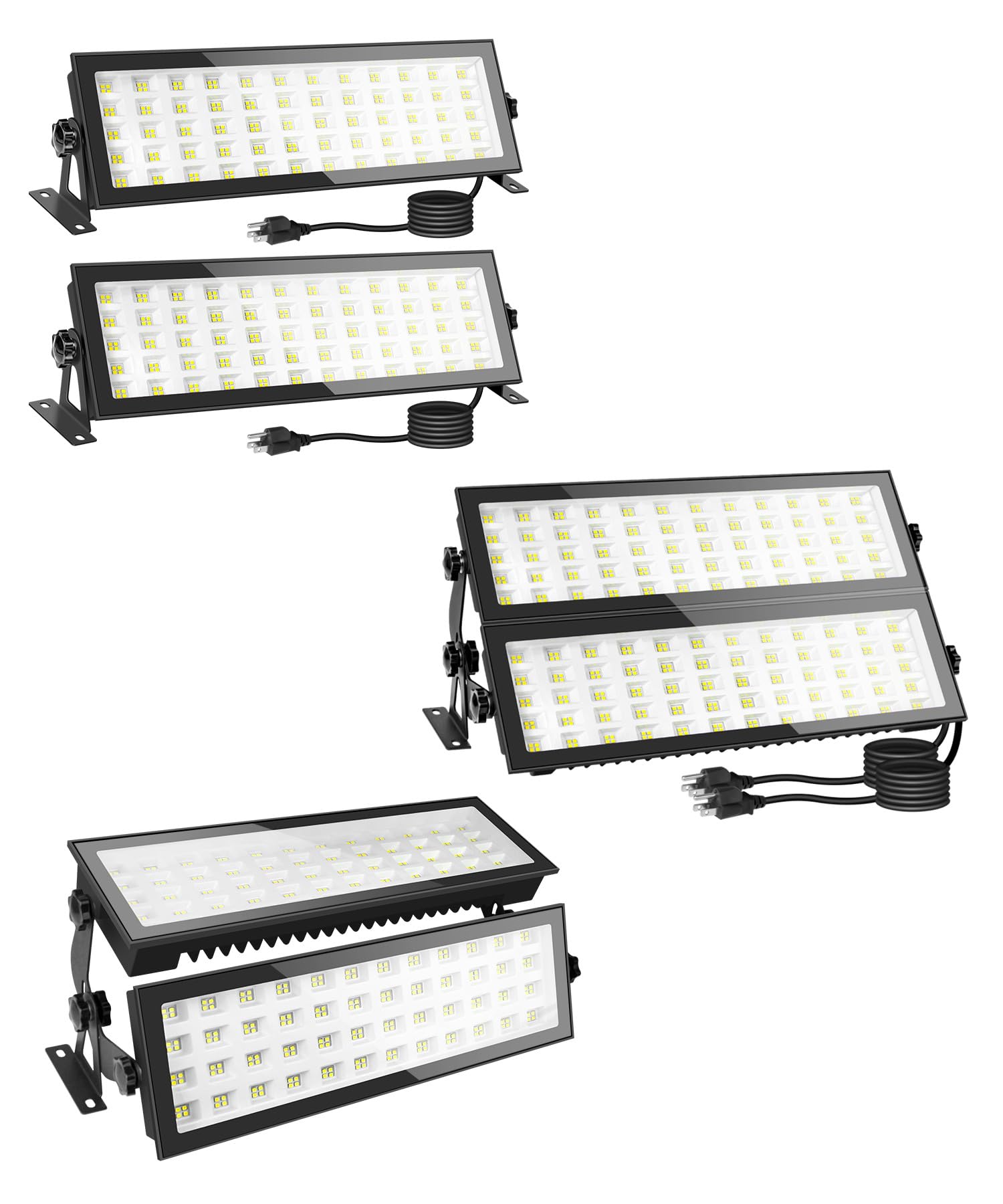 2 Pack 120W LED Shop Lights, 1000W Equiv 16000lm Super Bright LED Garage Light, IP66 Waterproof Outdoor Flood Light with Plug, 5000K Daylight White LED High Bay Light for Workshop Yard Garage Factory