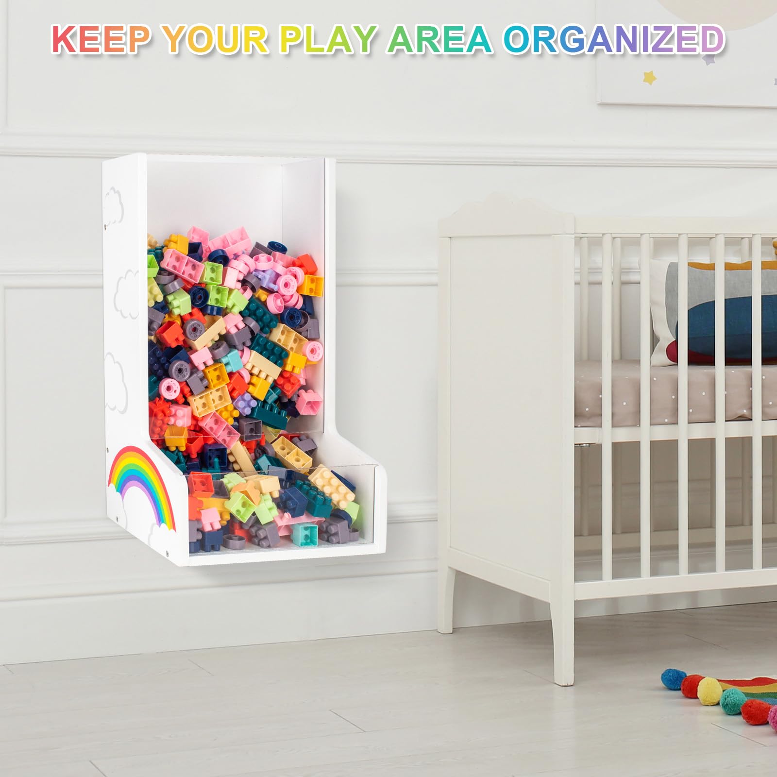 LyunZiS Acrylic Wall Toy Dispenser - Wall Toy Organizer Storage Box Holder for Kids Playroom - Cars, Blocks, Snacks, Balls