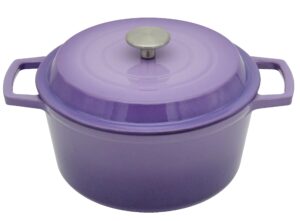 nwsystems 4.2 qt cast iron dutch oven, non-stick and enamel interior, multi-purpose cooking & baking, suitable to all kinds of cooktops, dishwasher safe, and the gift for family and friends - violet