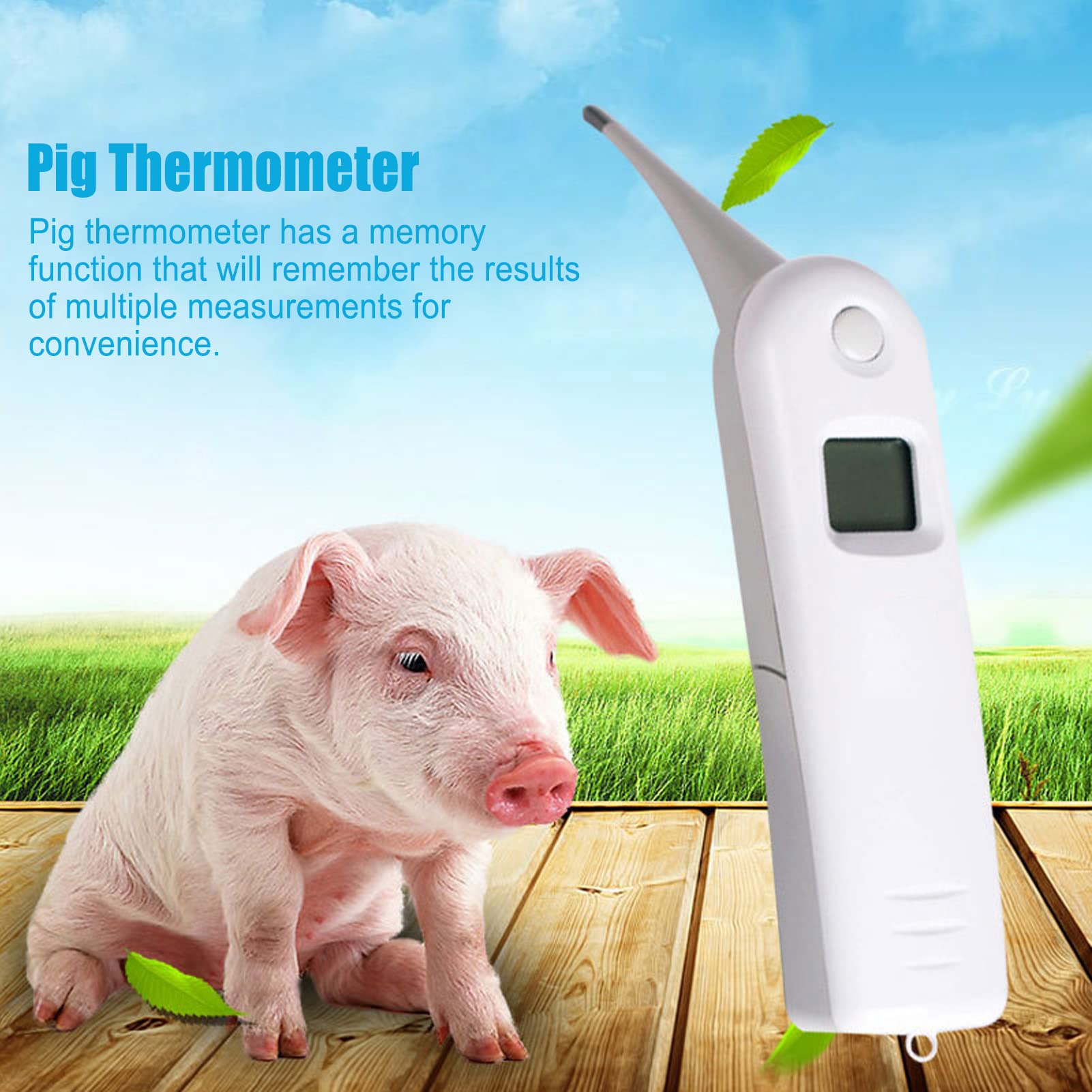 Zerodis Pig Thermometer Electronic LCD Pet Veterinary Thermometer with Memory Function for Dogs Cats Pet Dog Thermometer Horse Anus Thermometer Fast Digital Veterinary Thermometer