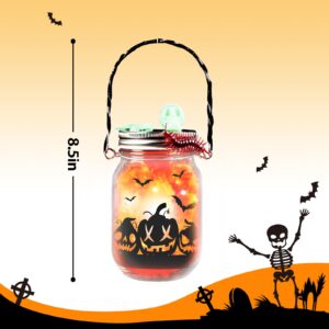 Shemira Halloween Craft Kit for Kids, 6 pcs Glass Mason Jar with Accessories for DIY Lantern Jar, Halloween Art & Craft Party Supplies, Halloween Art Activities,Halloween Craft and Art Party Supplies