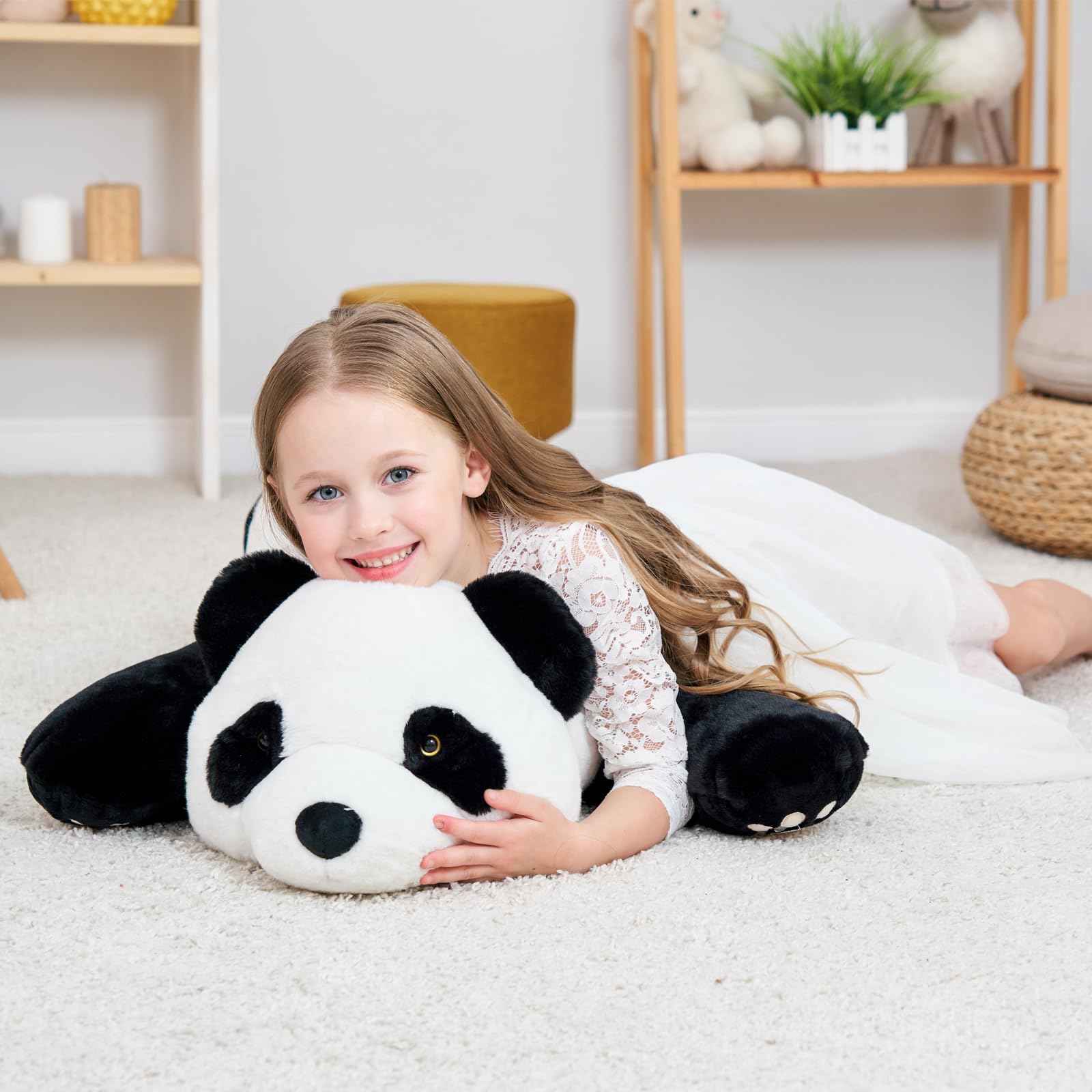 Doireum Panda Weighted Stuffed Animals, 1.87lbs Panda Stuffed Animal Cute Panda Weighted Plush Animals Hugging Pillow Toy for Boys Girls Valentine Christmas, 31.4 inch