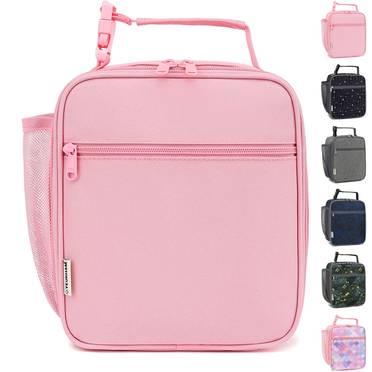 GYEUKHAM Lunch Box for Kids Boys Girls Men Women, Insulated Small Soft Cooler Lunch Bag Kit for School Work Picnic Travel - Reusable Portable lunchbox, Pink